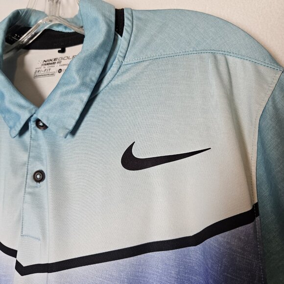Nike Golf Mobility Fade Dri Fit Polo Shirt Mens Sz M Teal to Blue Ombre Fade - Picture 4 of 11